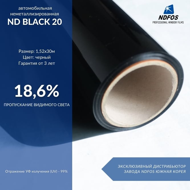 Установка неметаллизированной тонировочной пленки на авто NDFOS ND Black 20 в Калининграде