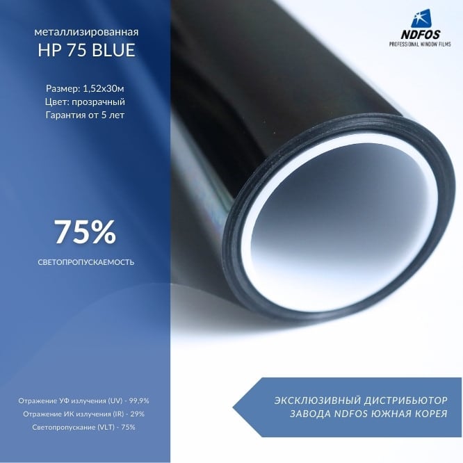 Тонирование автомобильными атермальными пленками NDFOS HP 75 Blue (ГОСТ) в Калининграде