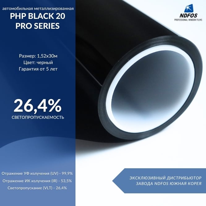 Установка металлизированной тонировочной пленки на авто NDFOS PHP Black 20 Pro Series в Калининграде