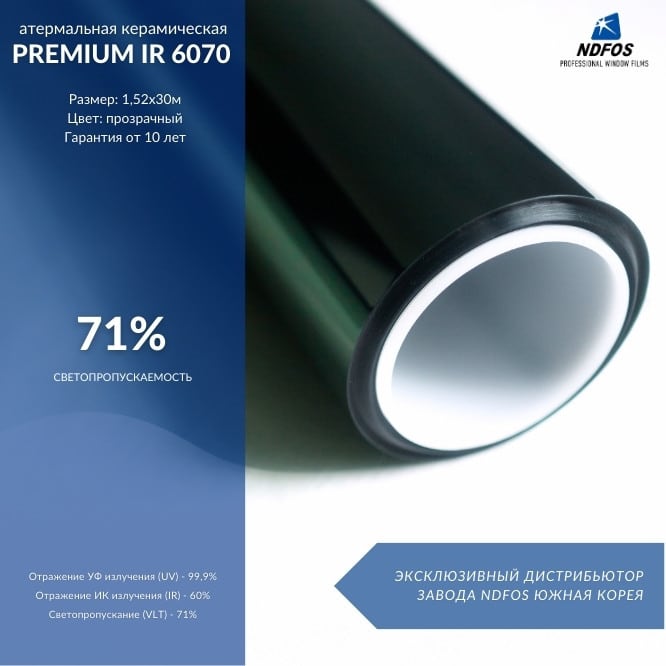 Тонирование автомобильными атермальными пленками NDFOS Premium IR 6070 GREEN в Калининграде