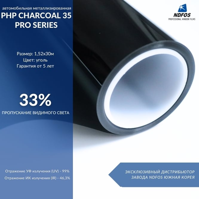 Установка металлизированной тонировочной пленки на авто NDFOS PHP Charcoal 35 Pro Series в Калининграде